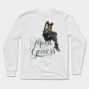 Grungy Moon Goddess Long Sleeve T-Shirt